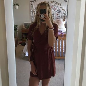 Burgundy wrap dress